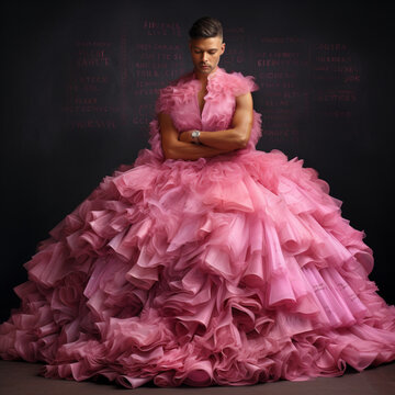 Fototapeta man in pink dress,model,faschion,glamur