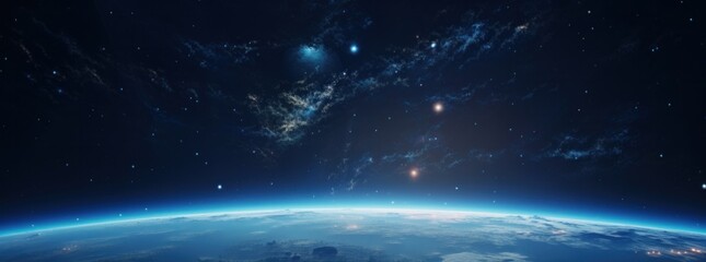 Fototapeta premium the earth is in space looking through the stars