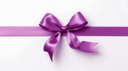Top view of a purple gift ribbon, rich hue with luxurious feel