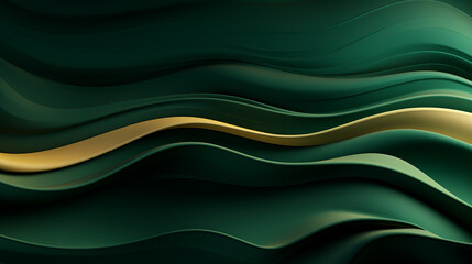 Abstract organic green lines and one golden line as wallpaper background illustration, Earth Tones