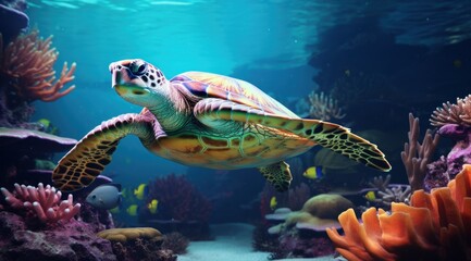 underwater with turtle and sea life wallpapers