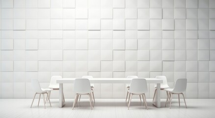 Fototapeta premium white chairs and desk in meeting room
