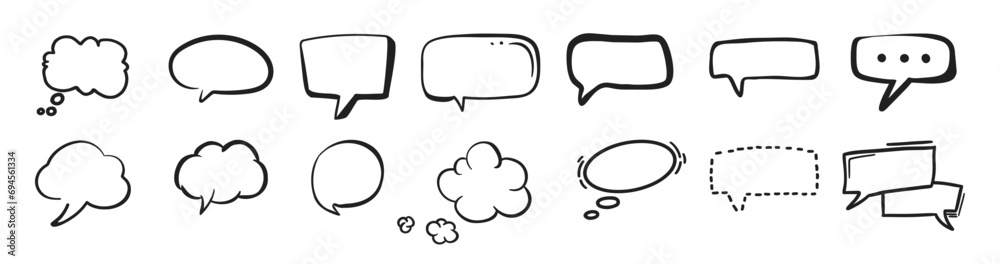 Wall mural hand drawn sketch elements speech bubble on transparent background