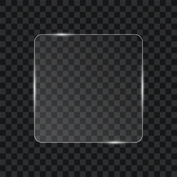 Square glass plate on transparent background, vector illustration.