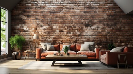 a modern and cozy living room with a large, comfortable orange sofa, a black coffee table, and a...