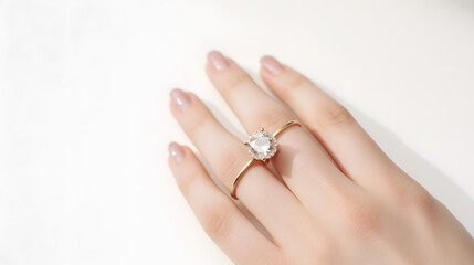 Diamond Ring on womanhand, diamond ring, gold ring with diamond