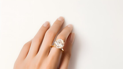 Diamond Ring on womanhand, diamond ring, gold ring with diamond