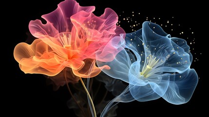 Abstract Digital Art of Translucent Flowers