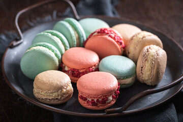 Fresh and intensive macaroons made of fresh fruits and cream.