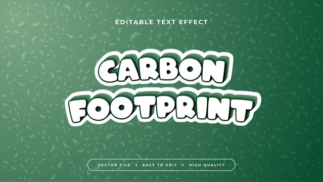 Green and white carbon footprint 3d editable text effect - font style