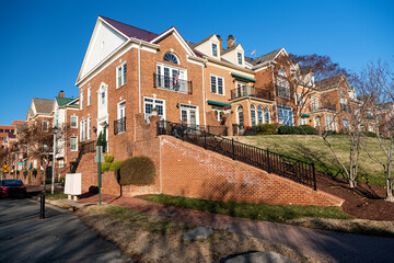 Modern houses facing Old Town Alexandria waterfront in Virginia, USA.   residential development in...