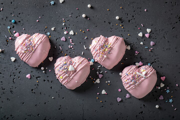 Tasty and romantic mono portion for valentine as special snack.
