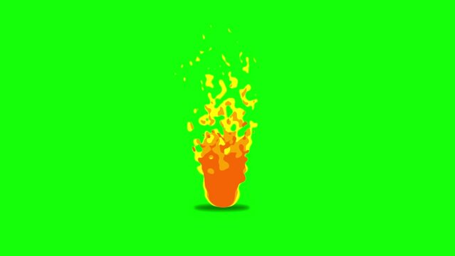 2d fire animation. burning fire animation on green screen