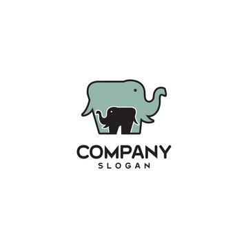 Elephant faimly logo design timeless emblem brand identity logotype abstract minimalist monogram typography vector editable