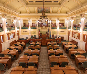 Inside the Pierre South Dakota Senate Chambers Capitol Building View From the Gallery - obrazy, fototapety, plakaty