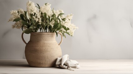 a handmade woven water hyacinth basket designed for storing items, with a touch of minimalist modern style for a visually appealing aesthetic.