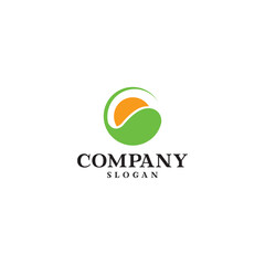 Sun leaf horizon environment green eco logo design timeless emblem brand identity logotype abstract minimalist monogram typography vector editable