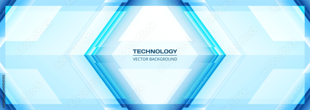 Aufkleber technology 3d light blue wide abstract background with rhombus frame. digital hi tech abstract geome