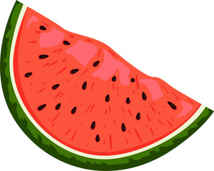 Watermelon slice icon. Flat illustration of watermelon slice on transparent, png. cartoon style, flat