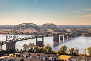 Hernando De Soto Bridge Over The Mississippi River in Memphis Tennessee 