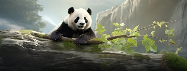 Rolgordijnen a playful and happy panda in China, the joy and essence of this iconic creature against a contemporary backdrop © lililia
