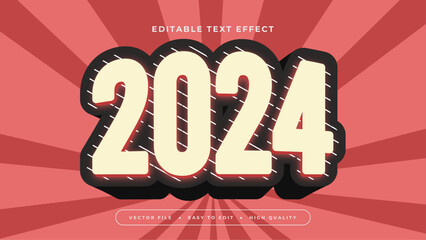 Red beige and black 2024 3d editable text effect - font style