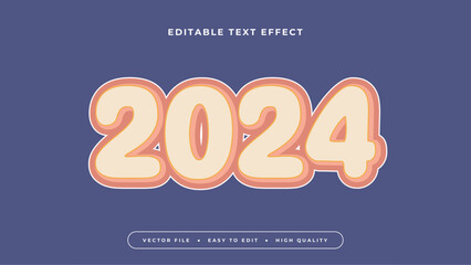 Beige pink and blue 2024 3d editable text effect - font style