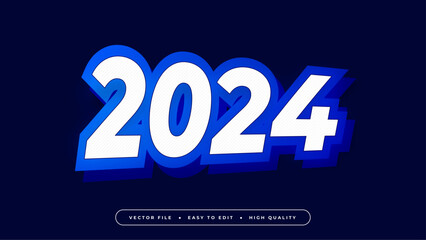 Blue and white 2024 3d editable text effect - font style