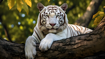 Obraz premium white tiger, wild white tiger, wildlife, tiger, wild animal, jungle animal, jungle tiger