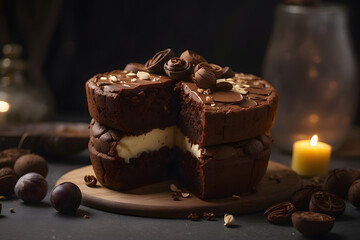 Concept photo shoot of chocolate cake