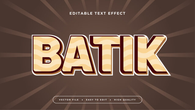 Brown and beige batik 3d editable text effect - font style