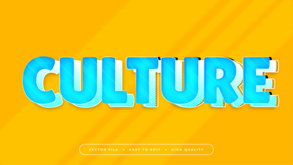 Blue and yellow culture 3d editable text effect - font style