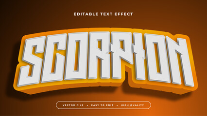 Orange brown and white scorpion 3d editable text effect - font style - obrazy, fototapety, plakaty