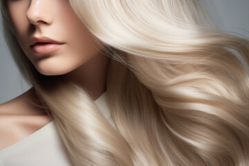 Beautiful blonde hair woman long hairstyle healthy skin natural makeup