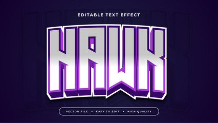 Purple violet white and black hawk 3d editable text effect - font style