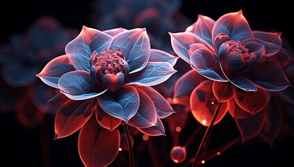 Luminous Petals: Cyber Hologram Flower Background