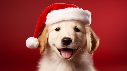 Cutie dog wearing a Christmas hat