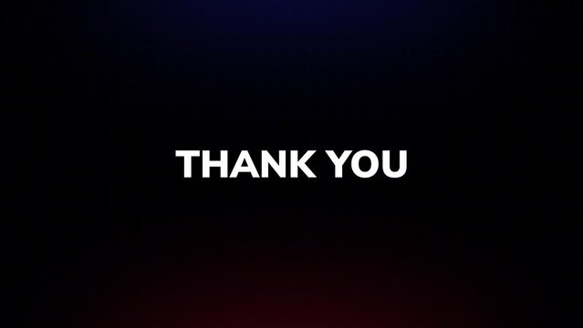 thank you animation text on dark background with glitch effect