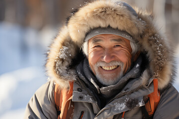 portrait of an elderly man from a cold northern region