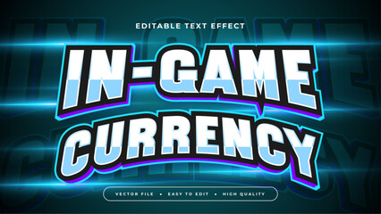 Blue and white in game currently 3d editable text effect - font style