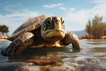 Foto op Canvas Turtle on a beach, turtles, beach turtle, wildlife, wild turtles © MrJeans