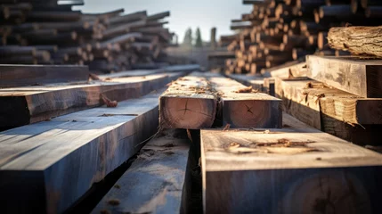 Kissenbezug Wood firewood forest pile log material timber cut tree stack © SHOTPRIME STUDIO