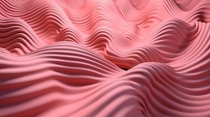 Three dimensional render of pink wavy pattern. Pink waves abstract background texture. Print, painting, design, fashion. Line concept. Design concept. Art concept. Wave concept. Colourful background.