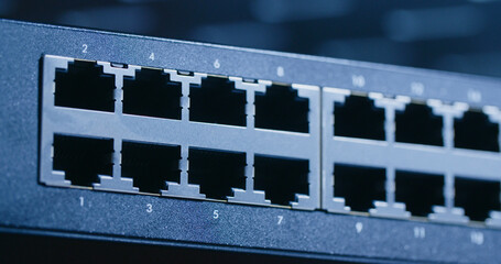 Closeup shot of a computer network switch - 694577991