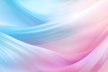 Fototapeta premium Minimalistic abstract blurred background of light blue and pink colours in pastel gentle shades. Shining light through a thin weave flying in the wind