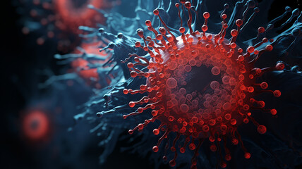 illustration of Coronavirus 2019 nCoV in abstract background. - obrazy, fototapety, plakaty