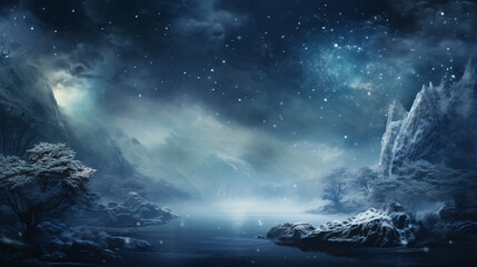 Astral Serenity Realistic Abstract Nature Wallpaper with Ethereal Snow Beauty. Generative AI