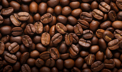 Fototapeta premium Top view coffee beans 