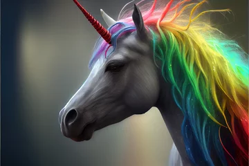 Fototapete Pony Realistic rainbow unicorn. AI generated.  © writerfantast
