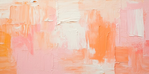 Large canvas featuring an abstract pattern of textured paint in white, peach Fuzz 2024 colors, and shades of pink. web banner design
